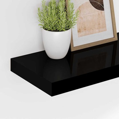 vidaXL Wall Shelf | Shiny black | Honeycomb MDF, metal | Medium | Gloss Finish
