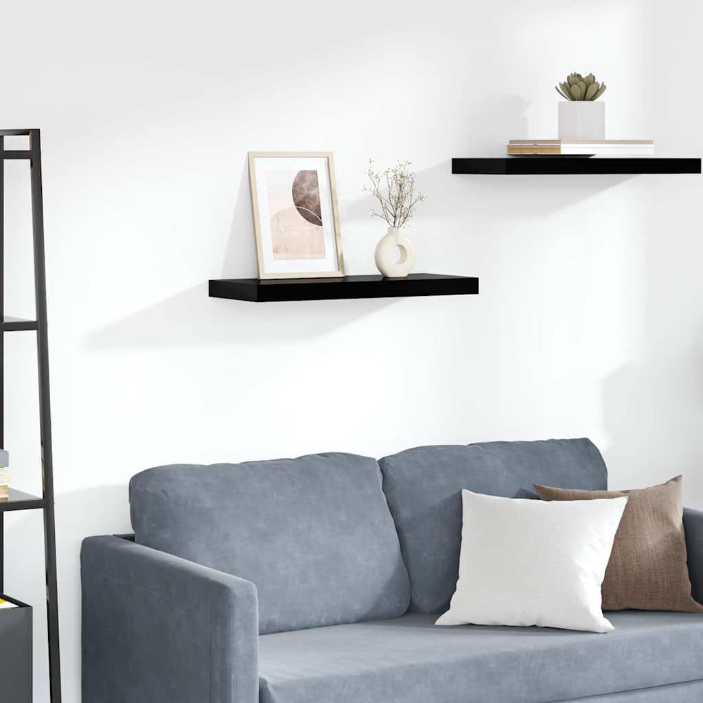 vidaXL Wall Shelf | Shiny black | Honeycomb MDF, metal | Medium | Gloss Finish
