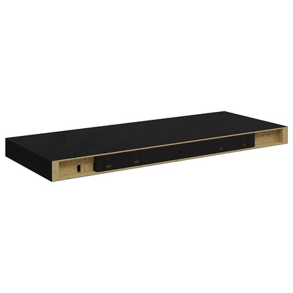 vidaXL Floating Wall Shelves 2 pcs High Gloss Black 60x23.5x3.8 cm MDF