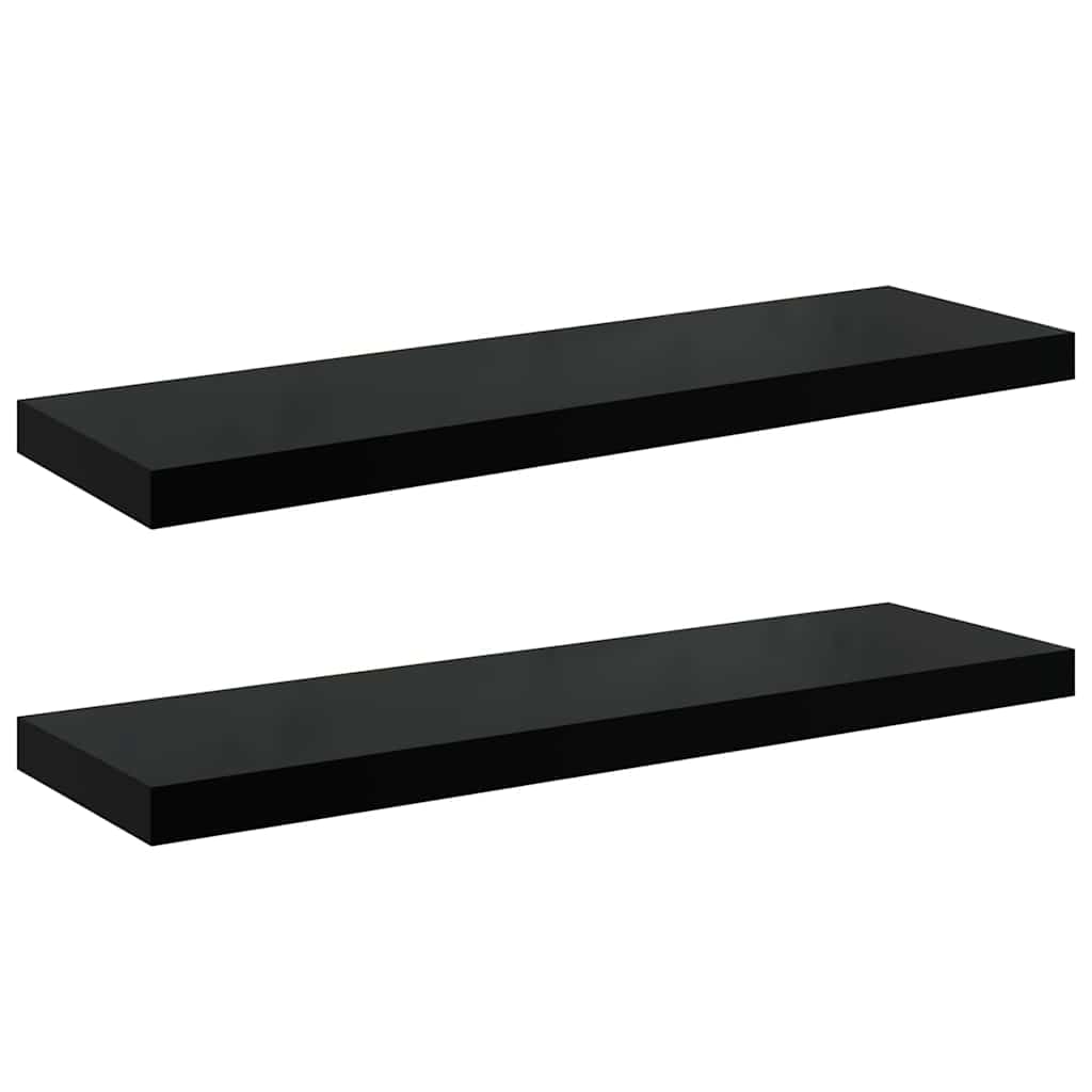 323773 vidaXL Floating Wall Shelves 2 pcs High Gloss Black 80x23,5x3,8 cm MDF