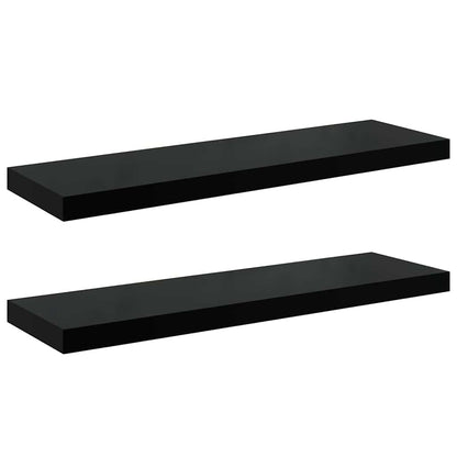 323773 vidaXL Floating Wall Shelves 2 pcs High Gloss Black 80x23,5x3,8 cm MDF