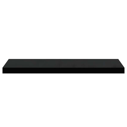 vidaXL Floating Wall Shelves 2 pcs High Gloss Black 80x23.5x3.8 cm MDF