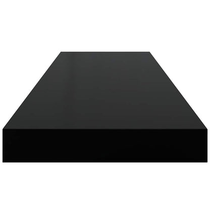 vidaXL Floating Wall Shelves 2 pcs High Gloss Black 80x23.5x3.8 cm MDF