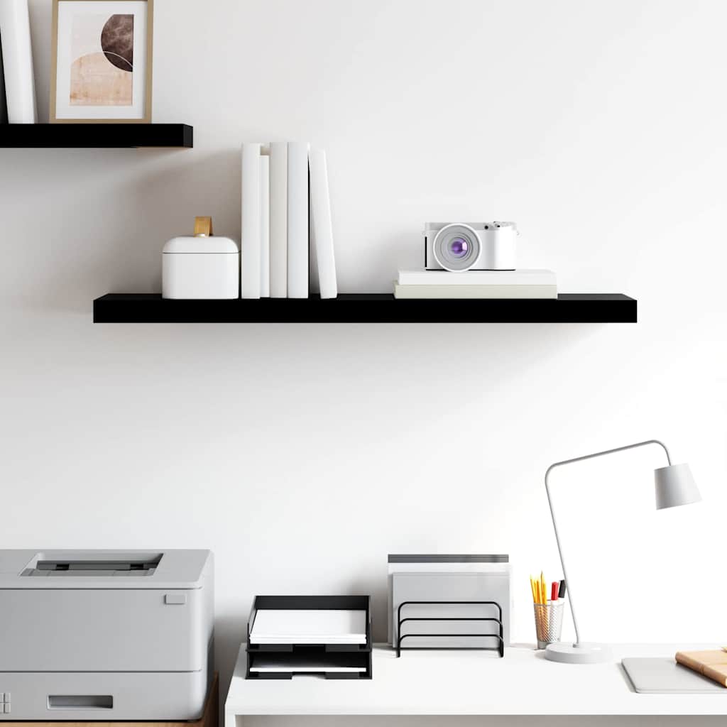 323775 vidaXL Floating Wall Shelf High Gloss Black 90x23,5x3,8 cm MDF