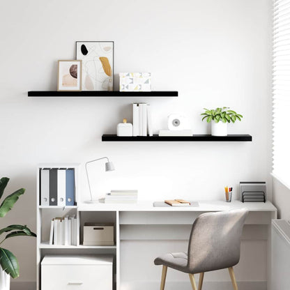 vidaXL Floating Wall Shelves 2 pcs High Gloss Black 120x23.5x3.8cm MDF