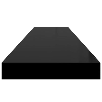 vidaXL Floating Wall Shelves 2 pcs High Gloss Black 120x23.5x3.8 cm MDF
