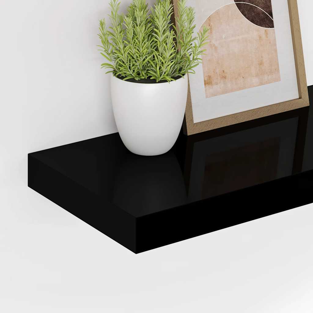 vidaXL Floating Wall Shelves 4 pcs High Gloss Black 120x23.5x3.8 cm MDF