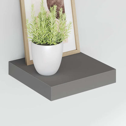 323781 vidaXL Floating Wall Shelf High Gloss Grey 23x23,5x3,8 cm MDF