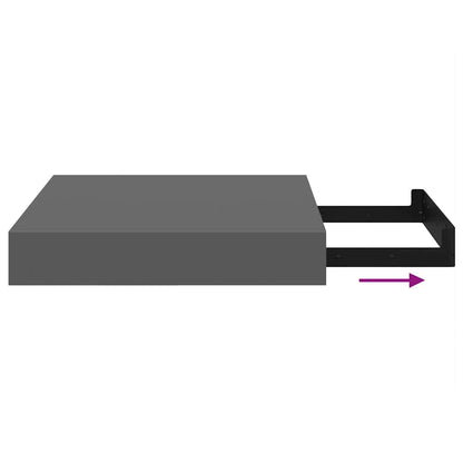 vidaXL Floating Wall Shelf High Gloss Grey 23x23.5x3.8 cm MDF