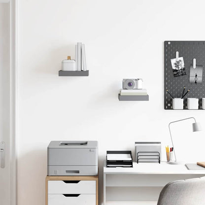 vidaXL Floating Wall Shelves 2 pcs High Gloss Grey 23x23.5x3.8 cm MDF