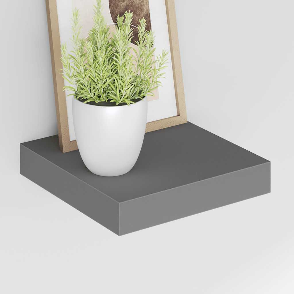 vidaXL Floating Wall Shelves 2 pcs High Gloss Grey 23x23.5x3.8 cm MDF