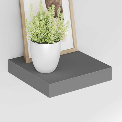 vidaXL Floating Wall Shelves 2 pcs High Gloss Grey 23x23.5x3.8 cm MDF