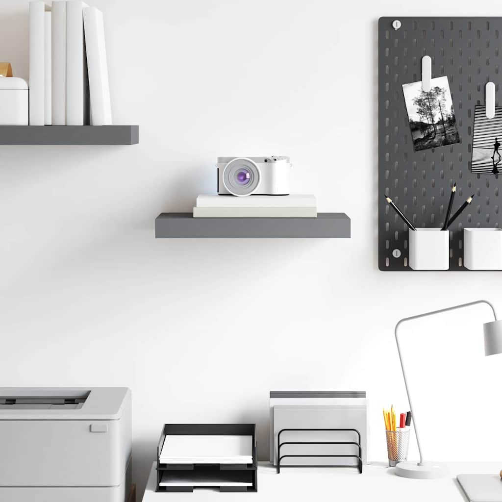 vidaXL Floating Wall Shelf High Gloss Grey 40x23x3.8 cm MDF