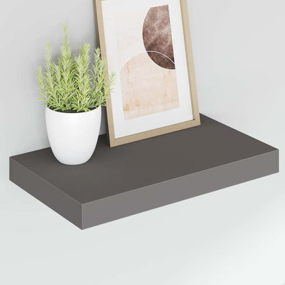 vidaXL Floating Wall Shelf High Gloss Grey 40x23.5x3.8 cm MDF