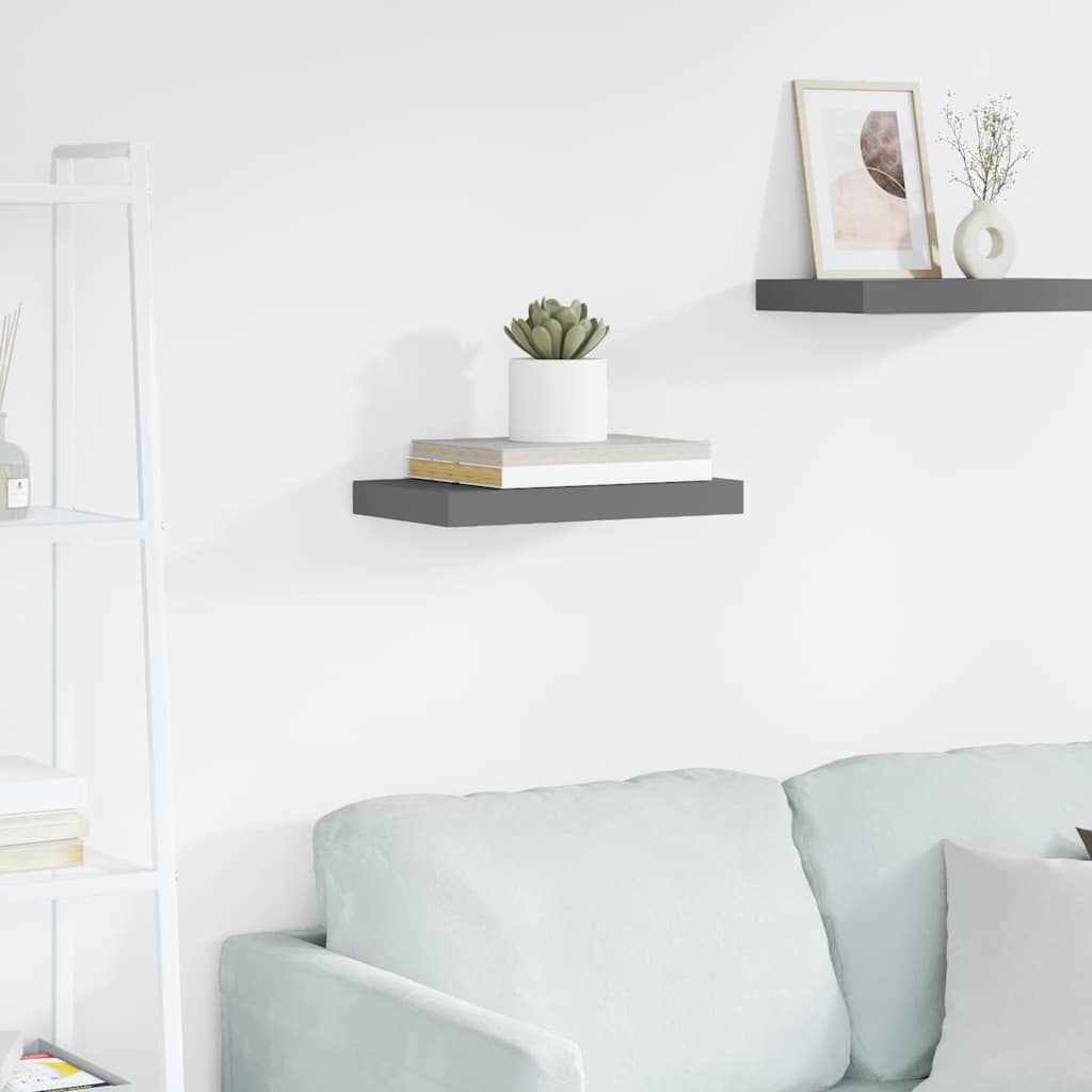 vidaXL Floating Wall Shelf High Gloss Grey 40x23.5x3.8 cm MDF