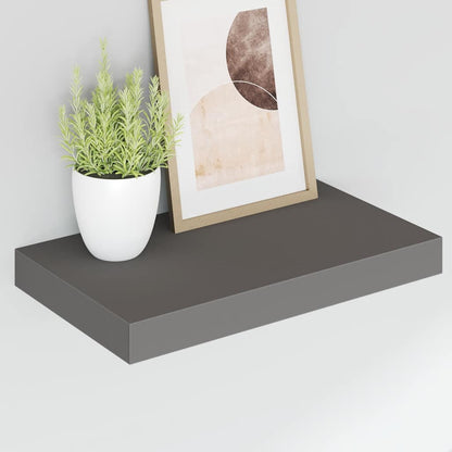 vidaXL Floating Wall Shelves 2 pcs High Gloss Grey 40x23x3.8 cm MDF