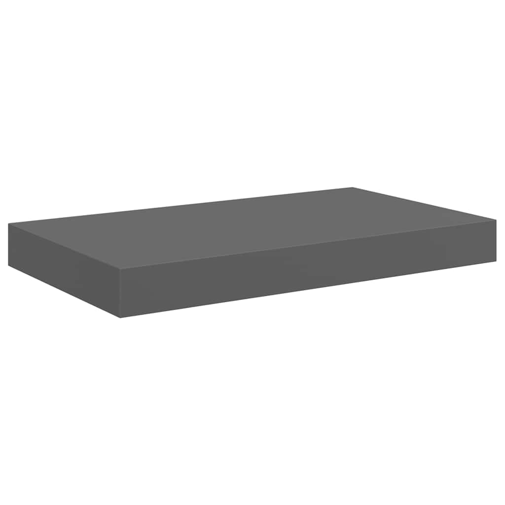 vidaXL Floating Wall Shelves 2 pcs High Gloss Grey 40x23x3.8 cm MDF