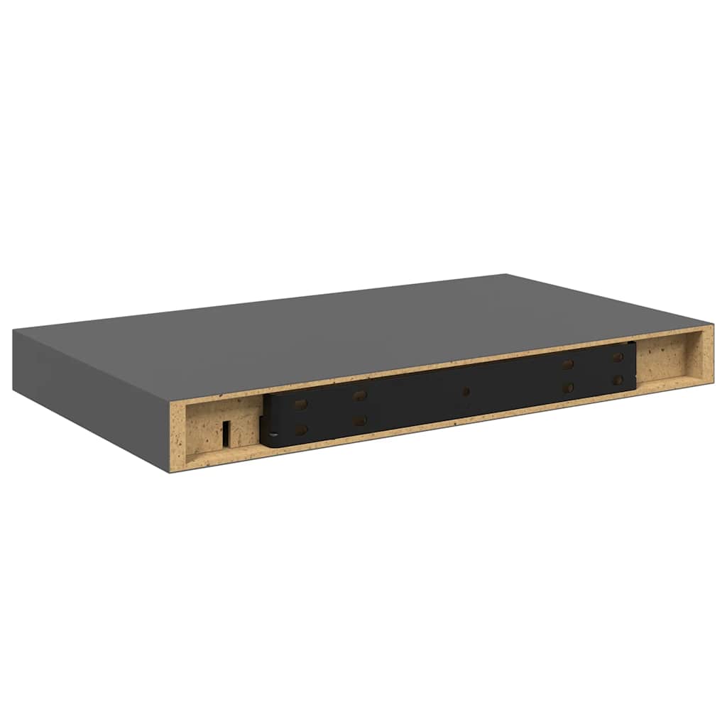 vidaXL Floating Wall Shelves 2 pcs High Gloss Grey 40x23x3.8 cm MDF