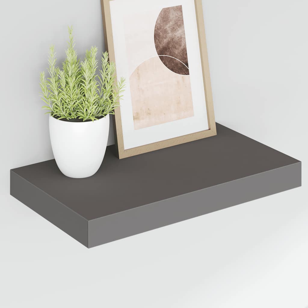 vidaXL Floating Wall Shelves 4 pcs High Gloss Grey 40x23x3.8 cm MDF