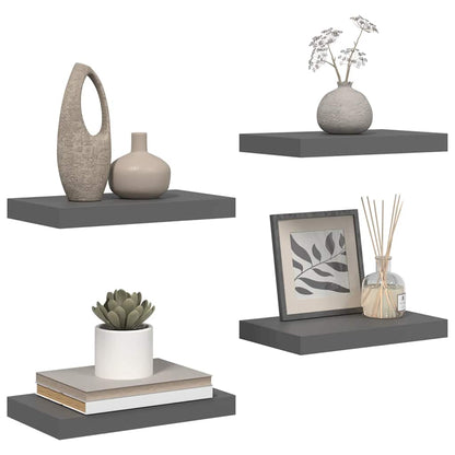 vidaXL Floating Wall Shelves 4 pcs High Gloss Grey 40x23x3.8 cm MDF