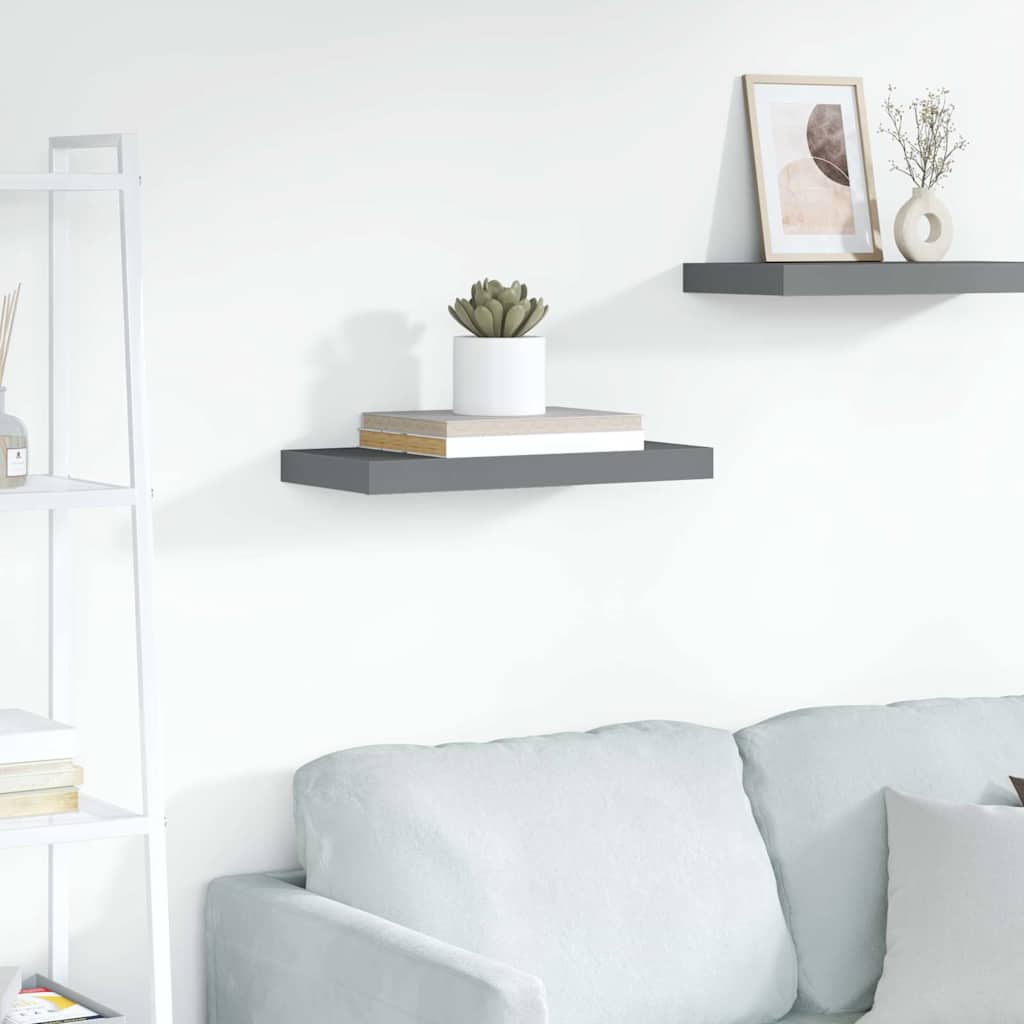 vidaXL Floating Wall Shelf High Gloss Grey 50x23.5x3.8 cm MDF