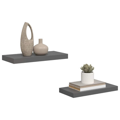 vidaXL Floating Wall Shelves 2 pcs High Gloss Grey 50x23x3.8 cm MDF