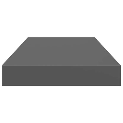 vidaXL Floating Wall Shelves 2 pcs High Gloss Grey 50x23.5x3.8 cm MDF