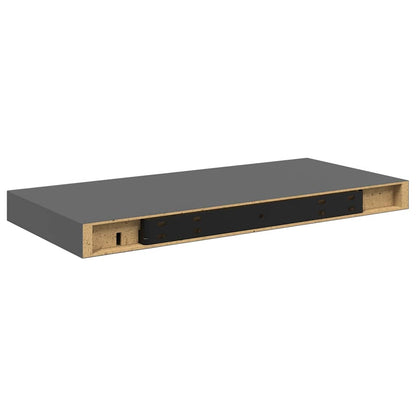 vidaXL Floating Wall Shelves 2 pcs High Gloss Grey 50x23x3.8 cm MDF