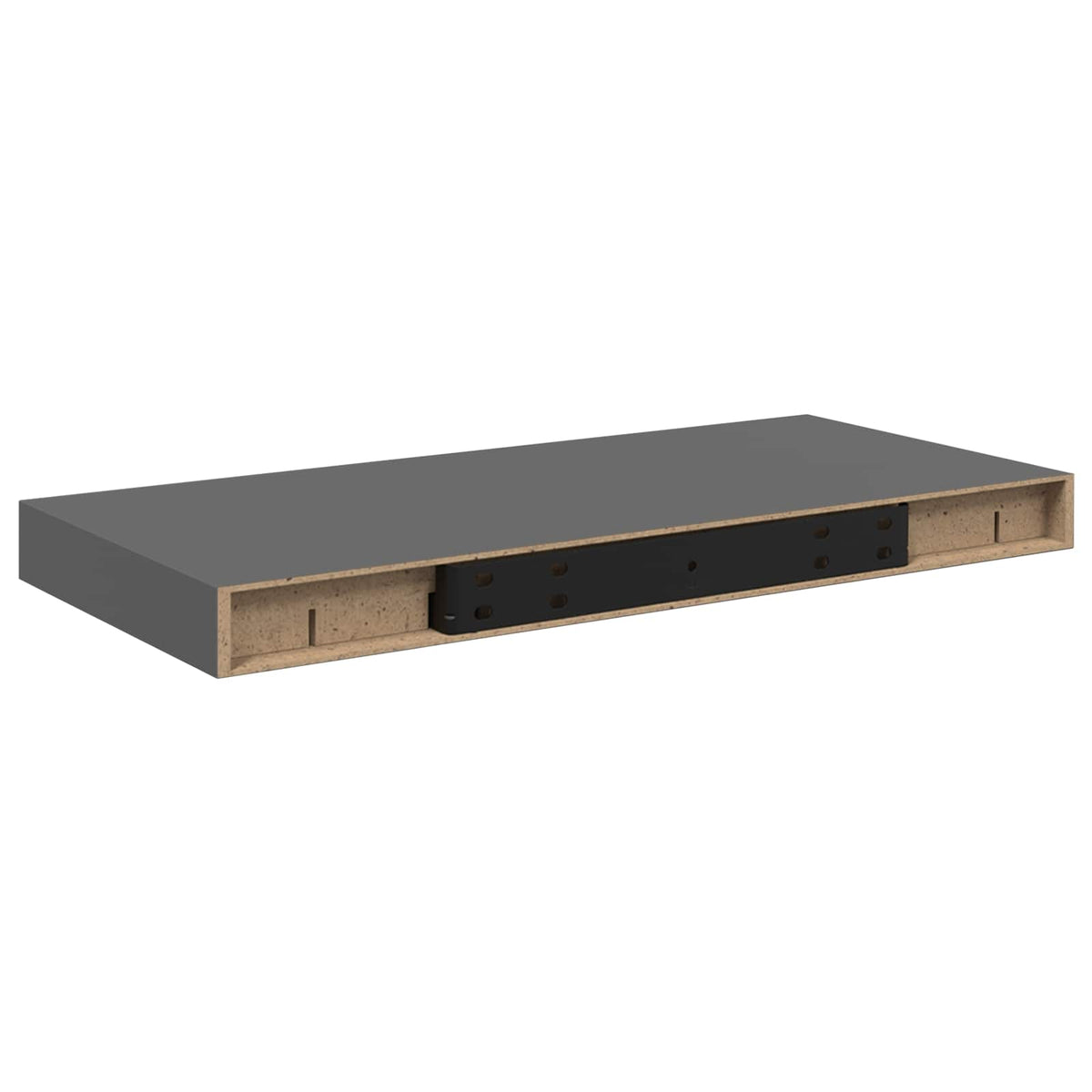 vidaXL Floating Wall Shelves 2 pcs High Gloss Grey 50x23.5x3.8 cm MDF