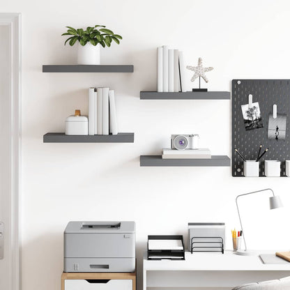 vidaXL Floating Wall Shelves 4 pcs High Gloss Grey 50x23x3.8 cm MDF
