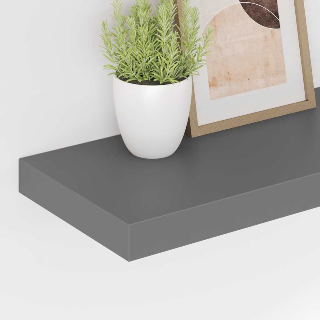 vidaXL Floating Wall Shelves 4 pcs High Gloss Grey 50x23x3.8 cm MDF