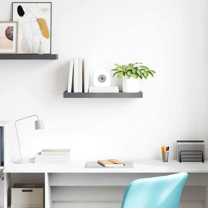 323790 vidaXL Floating Wall Shelf High Gloss Grey 60x23,5x3,8 cm MDF