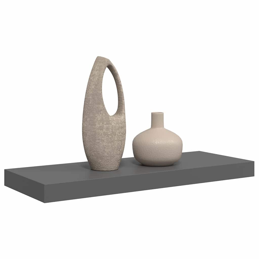 323790 vidaXL Floating Wall Shelf High Gloss Grey 60x23,5x3,8 cm MDF