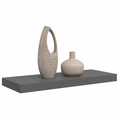 323790 vidaXL Floating Wall Shelf High Gloss Grey 60x23,5x3,8 cm MDF