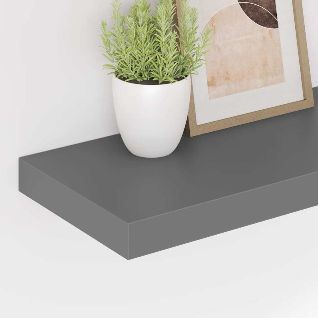 vidaXL Floating Wall Shelves 4 pcs High Gloss Grey 60x23.5x3.8 cm MDF