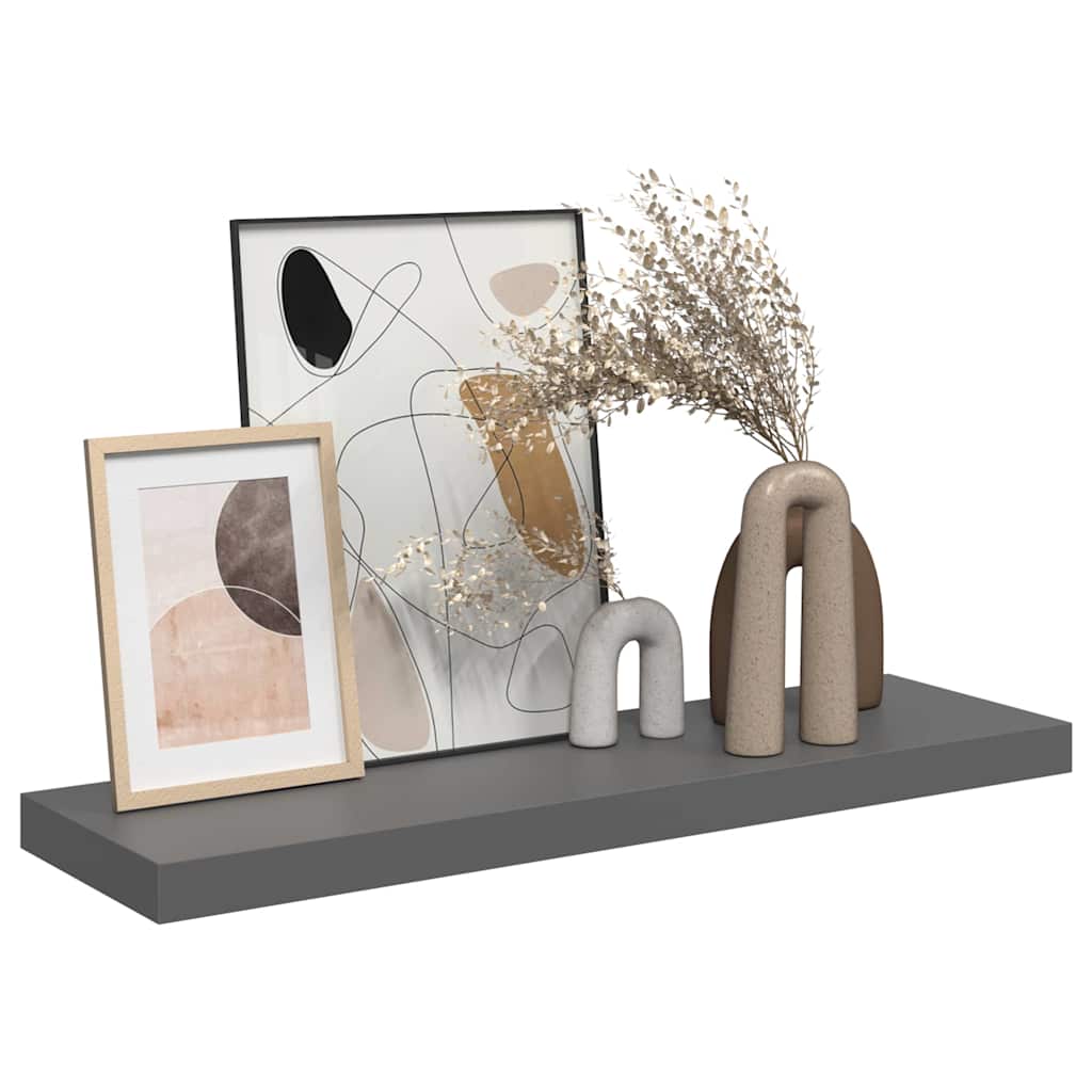 vidaXL Floating Wall Shelf High Gloss Grey 80x23.5x3.8 cm MDF