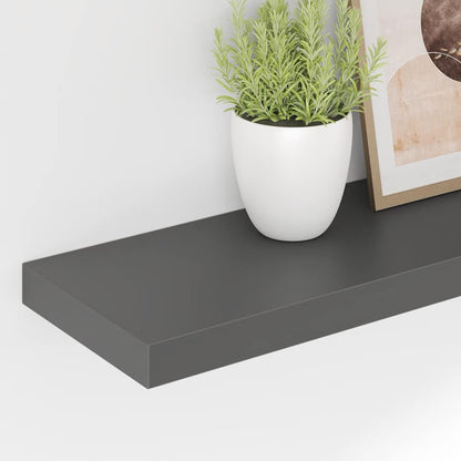 vidaXL Floating Wall Shelves 2 pcs High Gloss Grey 80x23.5x3.8 cm MDF