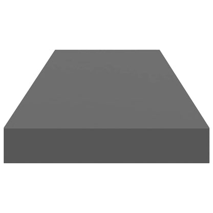 vidaXL Floating Wall Shelves 2 pcs High Gloss Grey 80x23.5x3.8 cm MDF
