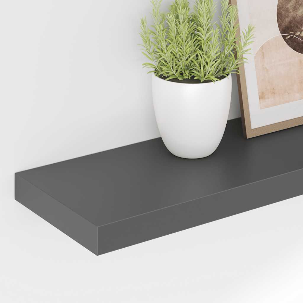 vidaXL Floating Wall Shelves 4 pcs High Gloss Grey 80x23.5x3.8 cm MDF
