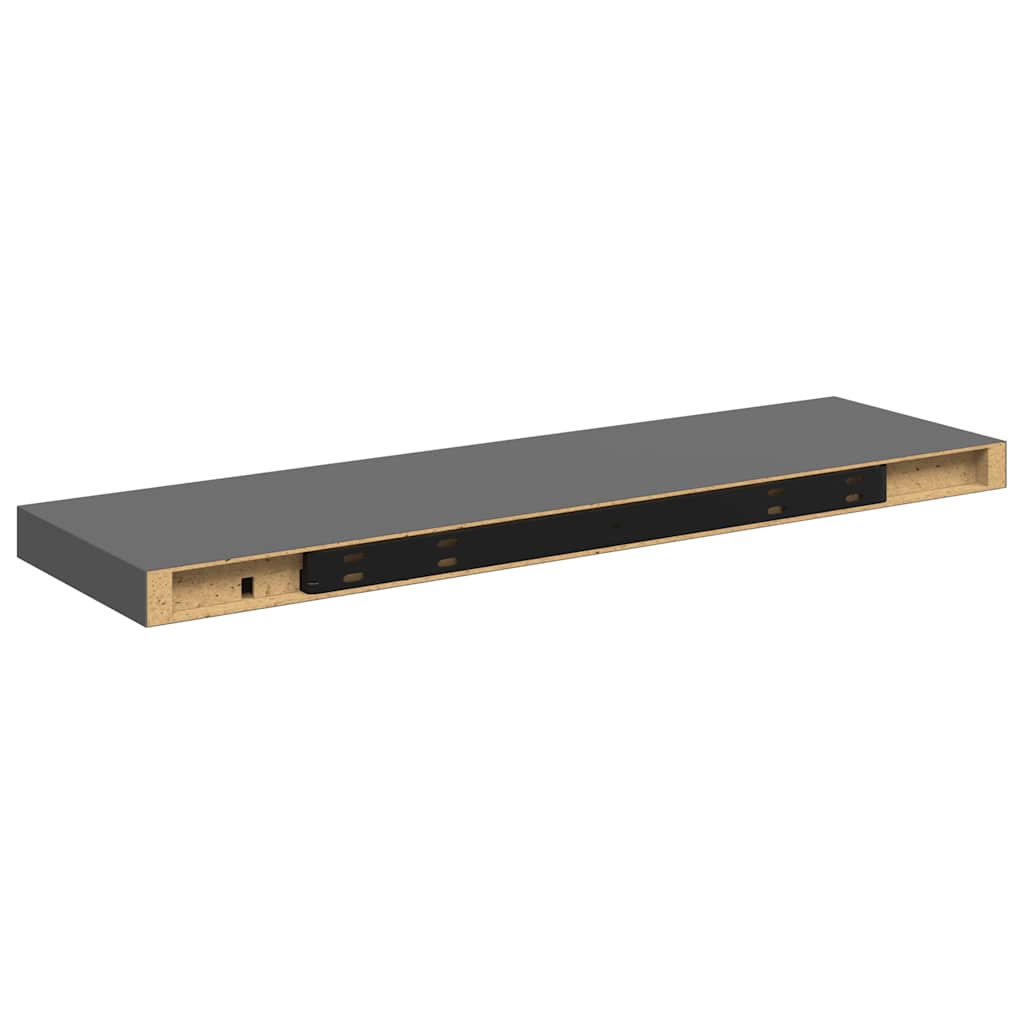 vidaXL Floating Wall Shelves 4 pcs High Gloss Grey 80x23.5x3.8 cm MDF