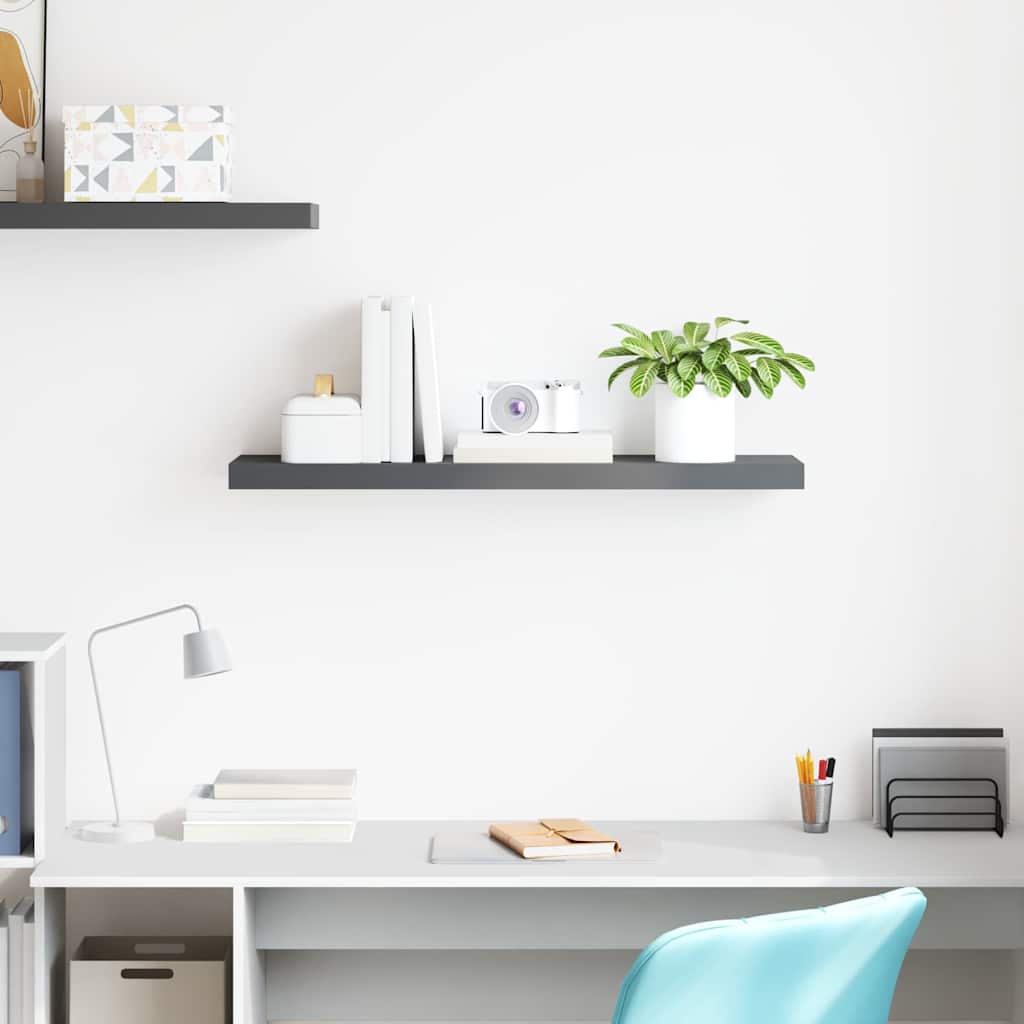 323796 vidaXL Floating Wall Shelf High Gloss Grey 90x23,5x3,8 cm MDF