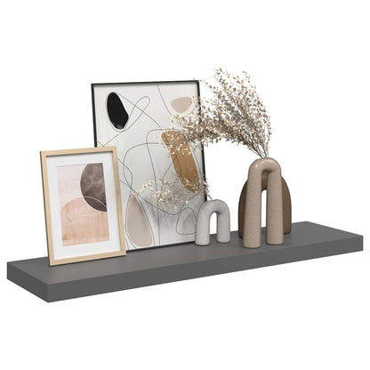 323796 vidaXL Floating Wall Shelf High Gloss Grey 90x23,5x3,8 cm MDF