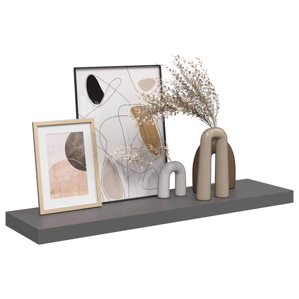 vidaXL Floating Wall Shelf High Gloss Grey 90x23.5x3.8 cm MDF