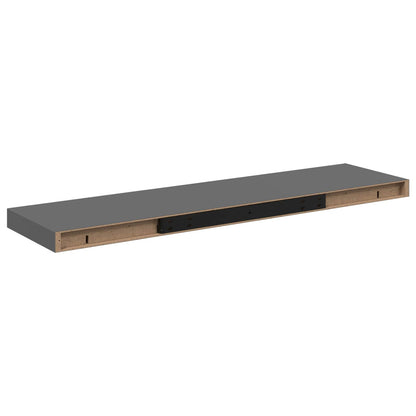 323796 vidaXL Floating Wall Shelf High Gloss Grey 90x23,5x3,8 cm MDF