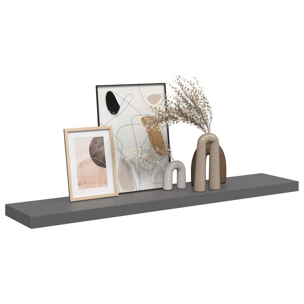 vidaXL Floating Wall Shelf High Gloss Grey 120x23.5x3.8 cm MDF