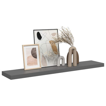 vidaXL Floating Wall Shelf High Gloss Grey 120x23.5x3.8 cm MDF
