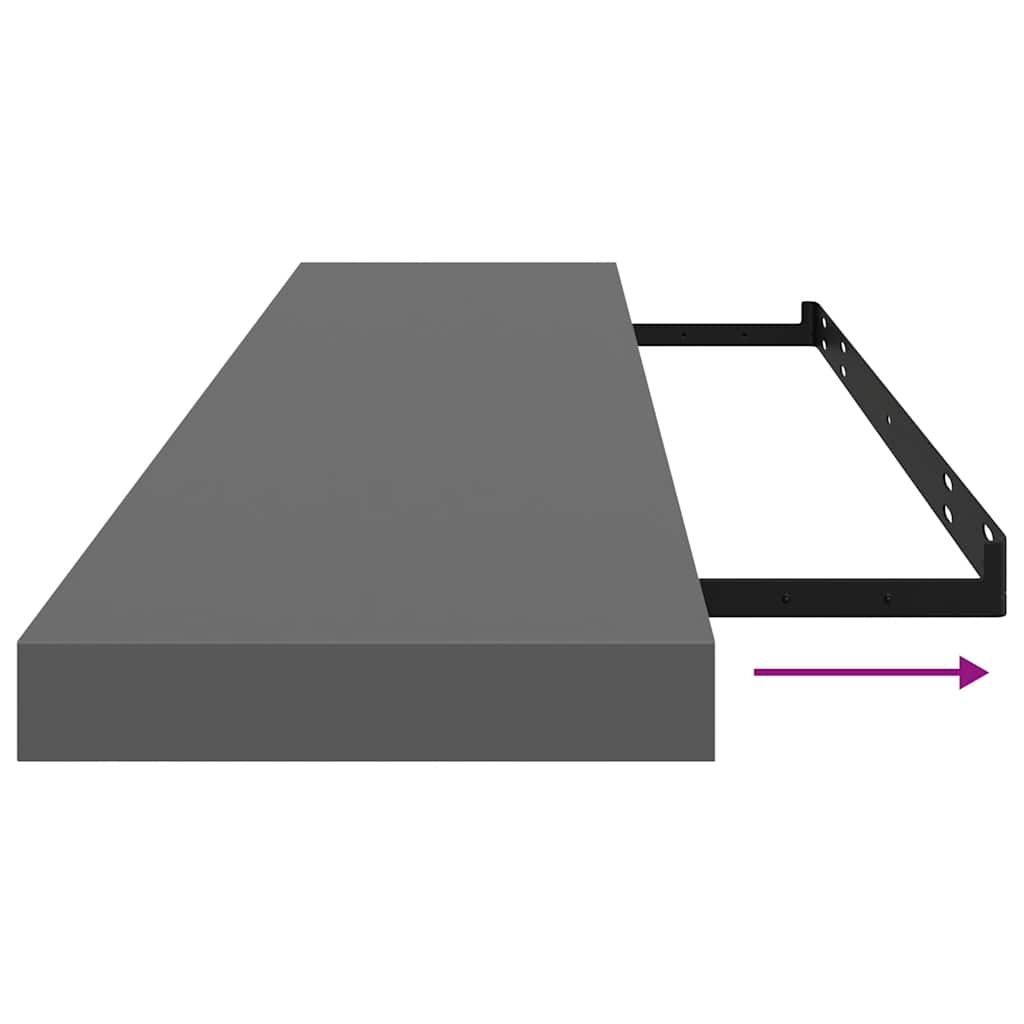 vidaXL Floating Wall Shelf High Gloss Grey 120x23.5x3.8 cm MDF
