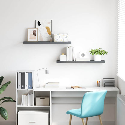323800 vidaXL Floating Wall Shelves 2 pcs High Gloss Grey 120x23,5x3,8 cm MDF