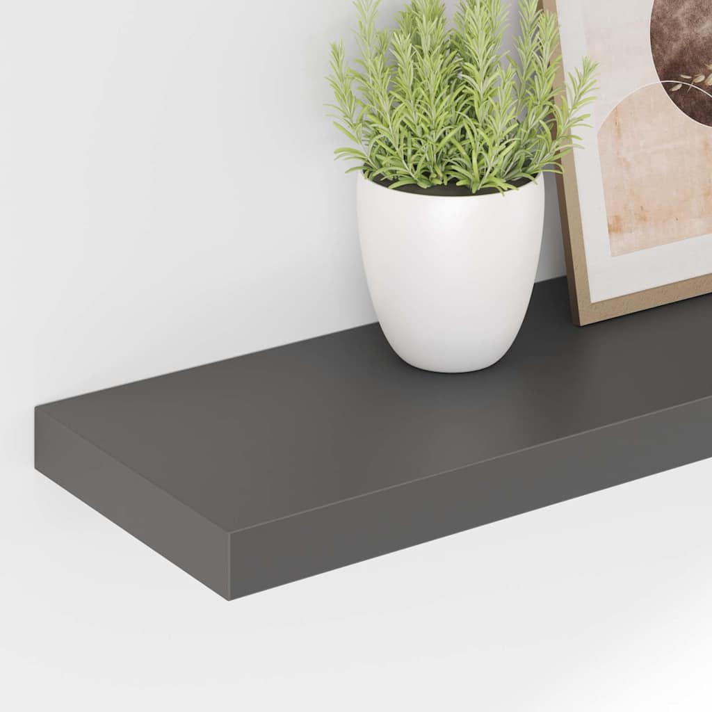 323800 vidaXL Floating Wall Shelves 2 pcs High Gloss Grey 120x23,5x3,8 cm MDF