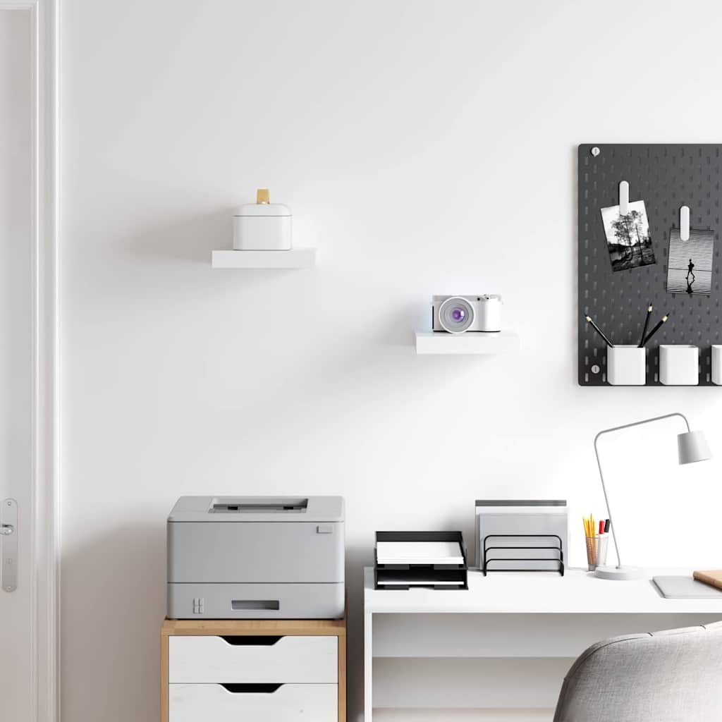323803 vidaXL Floating Wall Shelves 2 pcs White 23x23,5x3,8 cm MDF